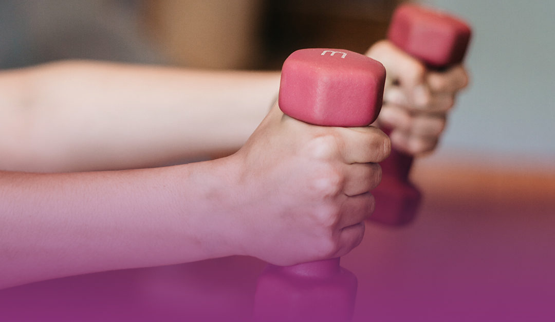 physical therapy patient using hand weights